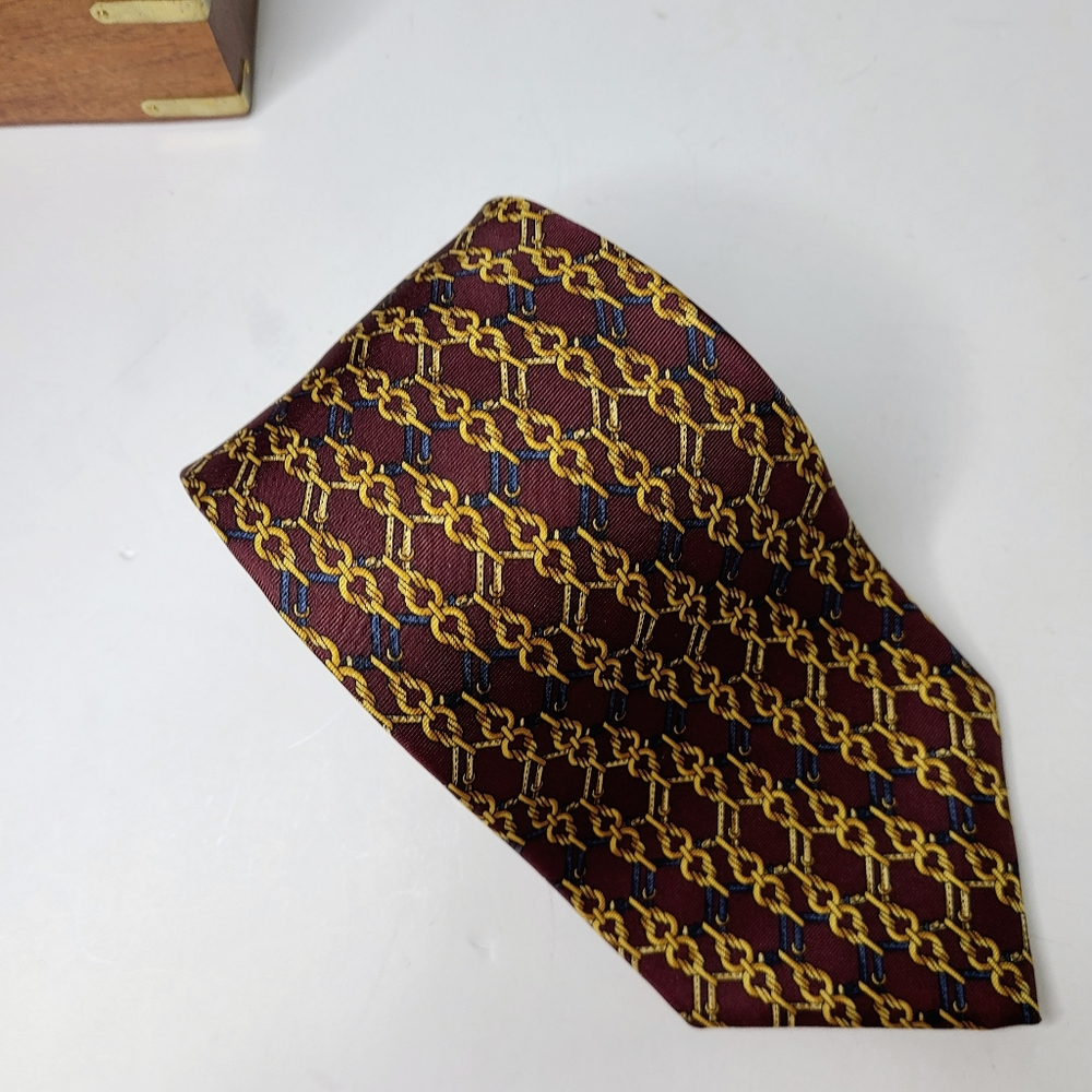 Brooks Brothers Chain Link Print USA Made Vintage Silk Tie